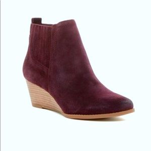 Franco Sarto Wayra Suede Wedge Bootie Size 12 in Merlot